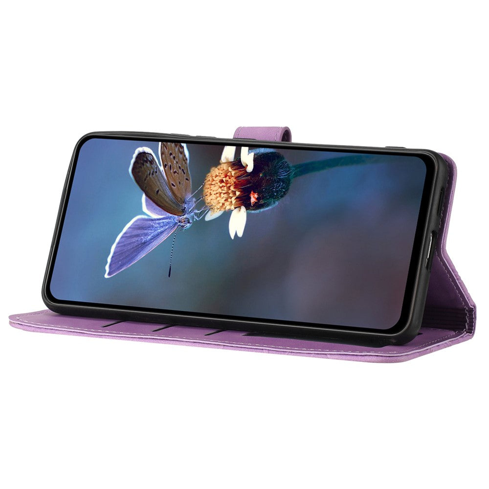 Anti-tab Cover til Samsung Galaxy A41 (Global Version) Blomsterpræget Stativ Telefonpung Læderetui