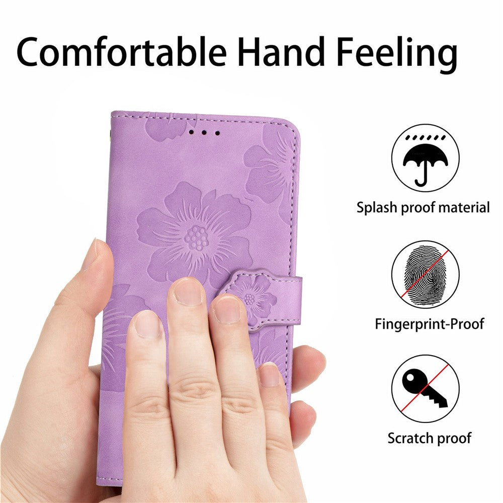 Anti-tab Cover til Samsung Galaxy A41 (Global Version) Blomsterpræget Stativ Telefonpung Læderetui
