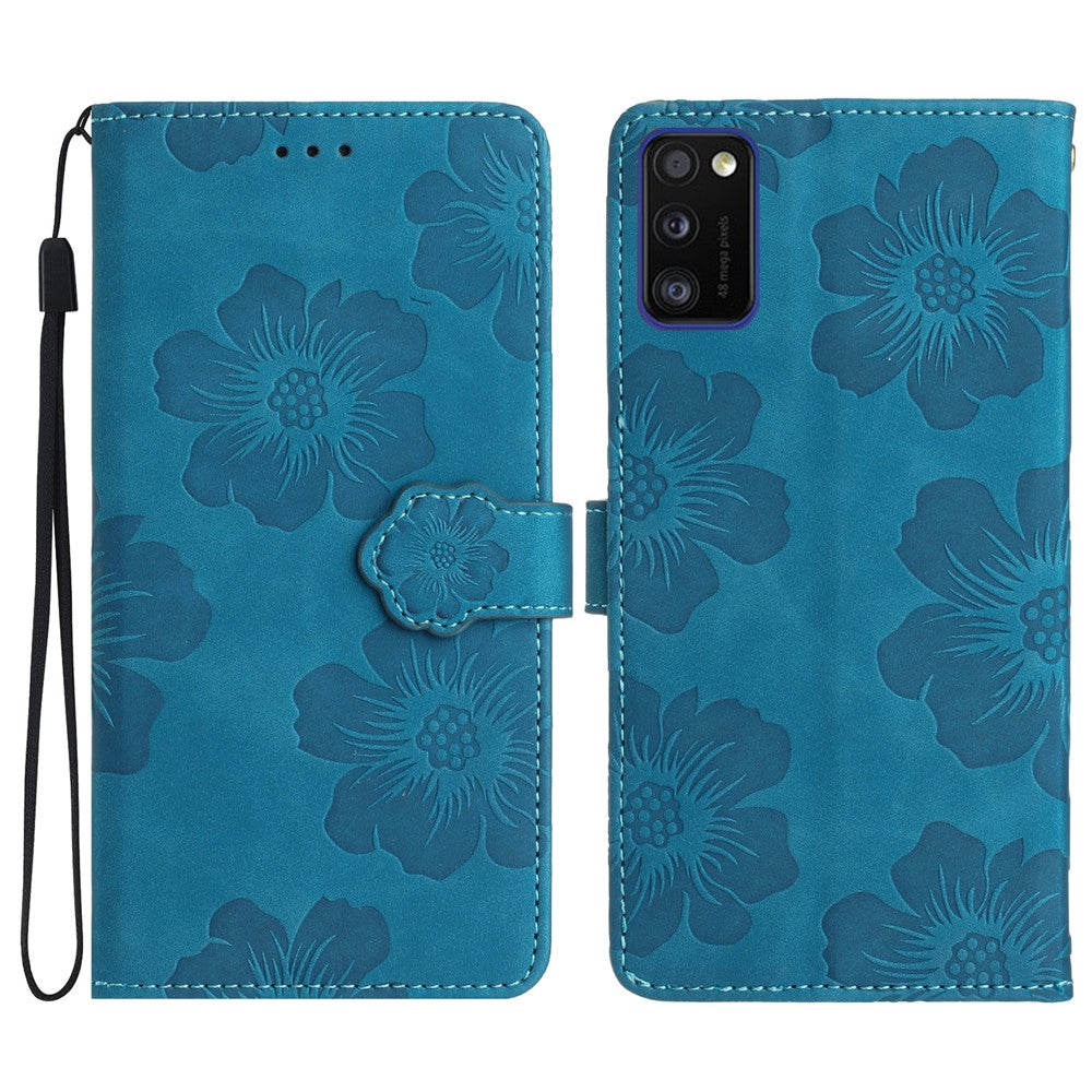 Anti-tab Cover til Samsung Galaxy A41 (Global Version) Blomsterpræget Stativ Telefonpung Læderetui