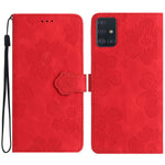 Til Samsung Galaxy A71 4G SM-A715 Blomsterpræget Telefoncover Læderetui med Standpung