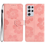 Mobilmobilskal till Samsung Galaxy S21 Ultra 5G, stativ med blommor och plånboksfodral i PU-läder