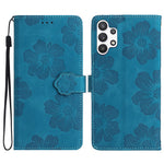 Til Samsung Galaxy A13 4G Anti-fingeraftryk Telefoncover Stativ Prægede Blomster PU Læder Etui Skal