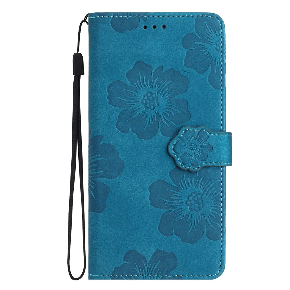 Til Samsung Galaxy A13 4G Anti-fingeraftryk Telefoncover Stativ Prægede Blomster PU Læder Etui Skal