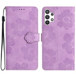 Til Samsung Galaxy A13 4G Anti-fingeraftryk Telefoncover Stativ Prægede Blomster PU Læder Etui Skal