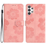 Til Samsung Galaxy A13 4G Anti-fingeraftryk Telefoncover Stativ Prægede Blomster PU Læder Etui Skal