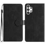 Til Samsung Galaxy A13 4G Anti-fingeraftryk Telefoncover Stativ Prægede Blomster PU Læder Etui Skal