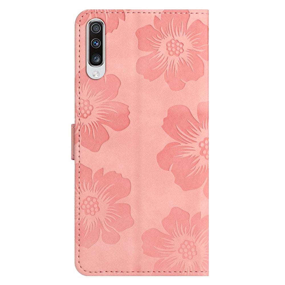 Til Samsung Galaxy A50 / A50s / A30s Blomster præget læder telefoncover pung stativ etui med strop