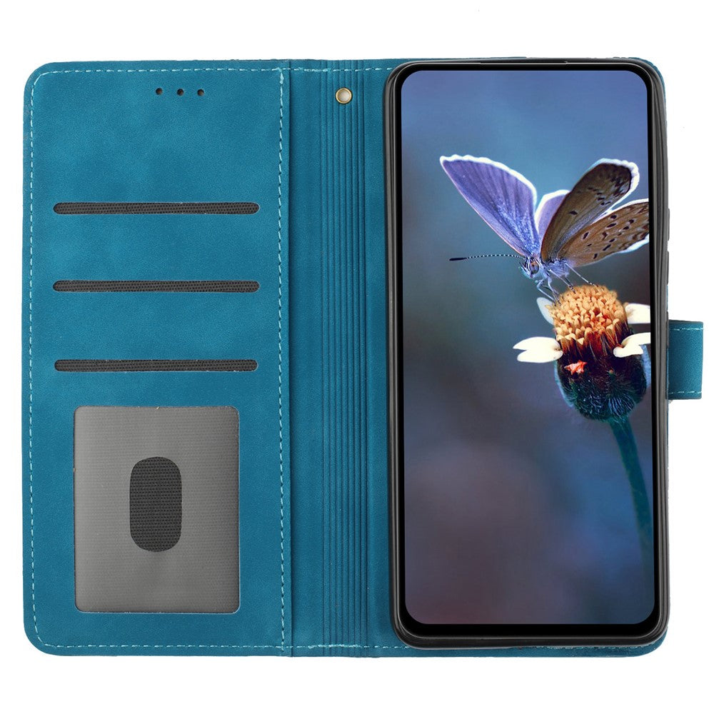 Til Samsung Galaxy A70 Blomster præget, anti-fingeraftryk, med stander, læder etui, pung telefoncover