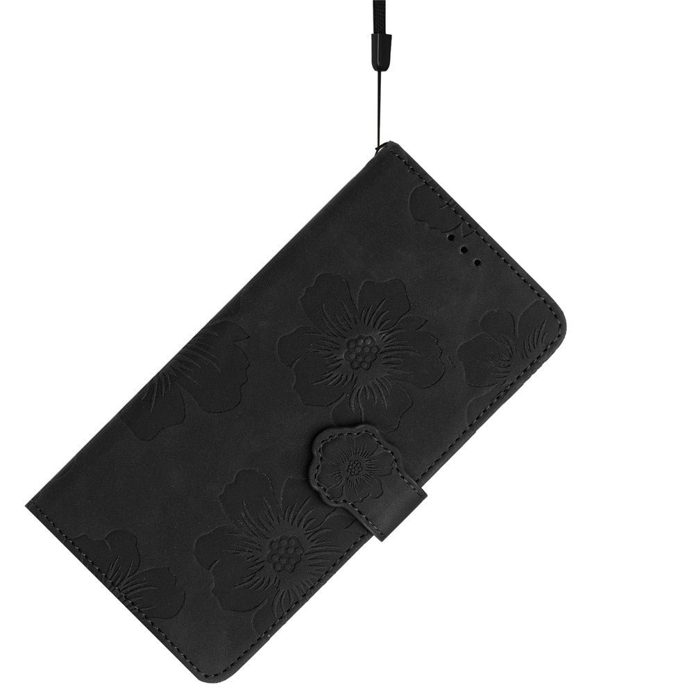 Stødsikkert Cover til Samsung Galaxy A40 Blomsterpræget Stativ Telefonpung Læderetui
