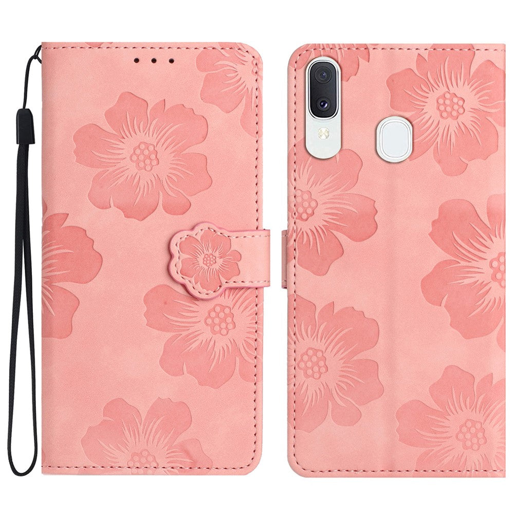 Stødsikkert Cover til Samsung Galaxy A40 Blomsterpræget Stativ Telefonpung Læderetui