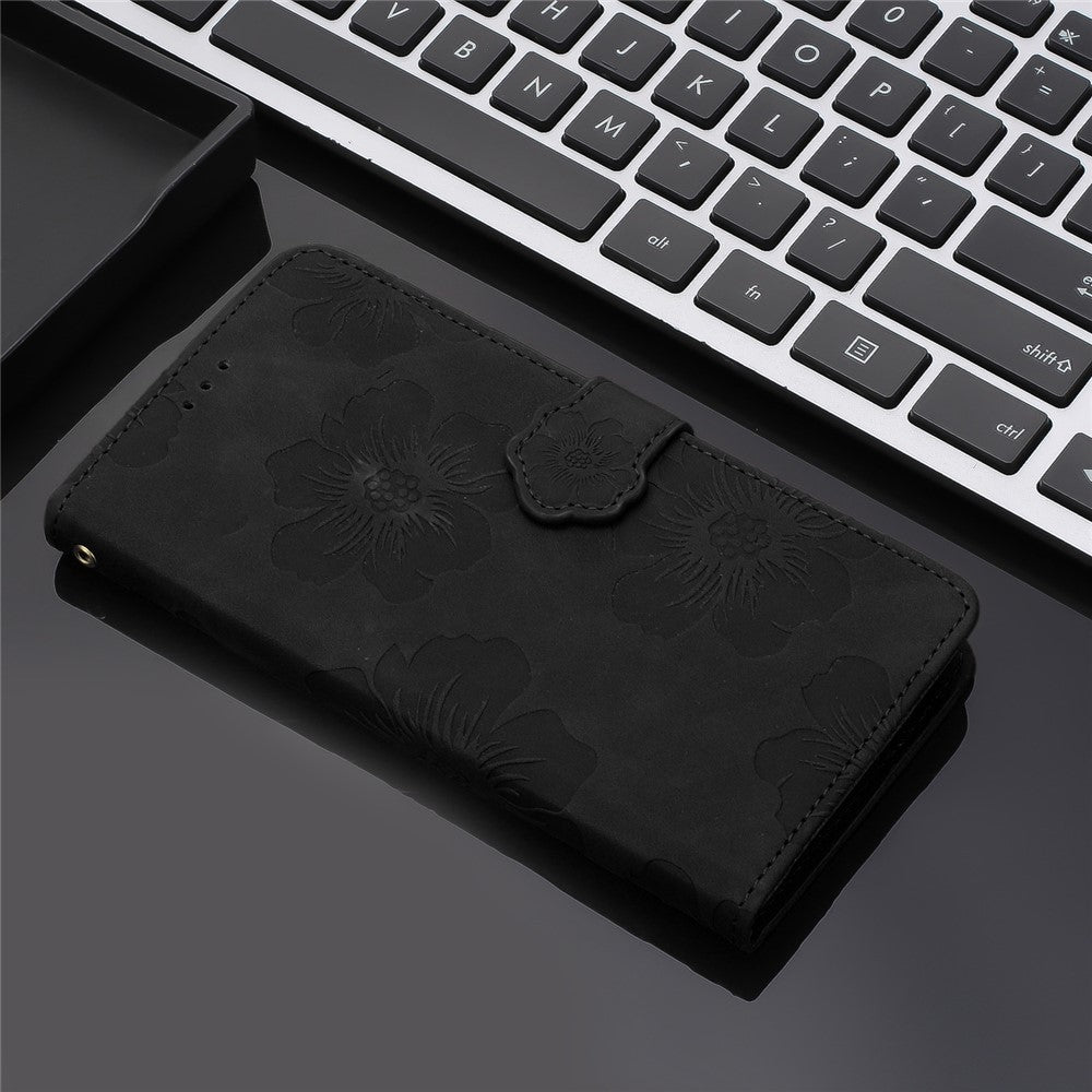 For Samsung Galaxy A21s Flowers Imprint Leather Wallet Case Folding Stand Phone Cover