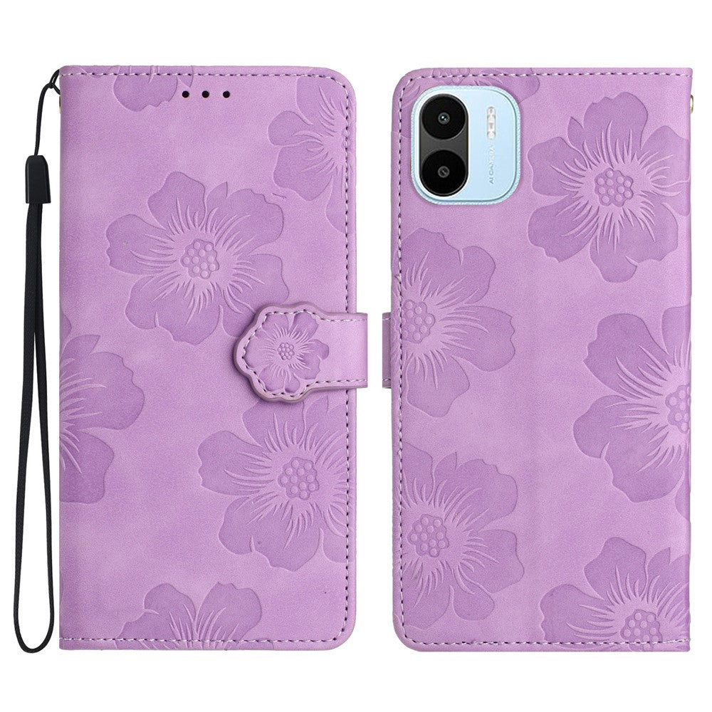For Xiaomi Redmi A1 4G / A2 4G Flowers Imprinted Phone Wallet Case PU Leather Stand Cover