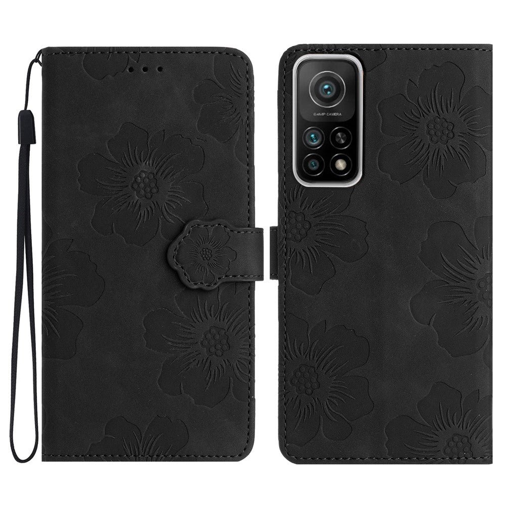 Läderfodral för Xiaomi Mi 10T 5G / 10T Pro 5G / Redmi K30S, Blommigt stativ med fällbart plånboksfodral