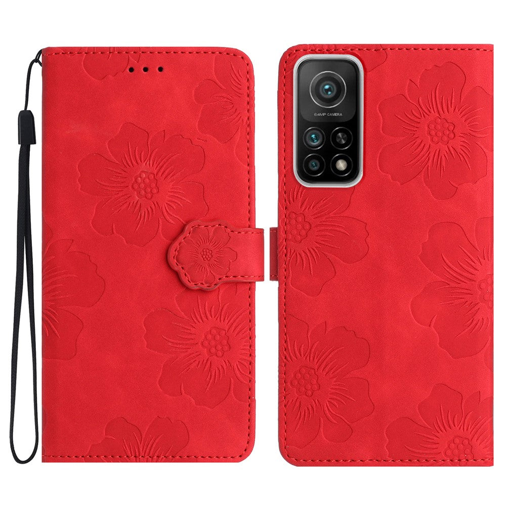 Läderfodral för Xiaomi Mi 10T 5G / 10T Pro 5G / Redmi K30S, Blommigt stativ med fällbart plånboksfodral