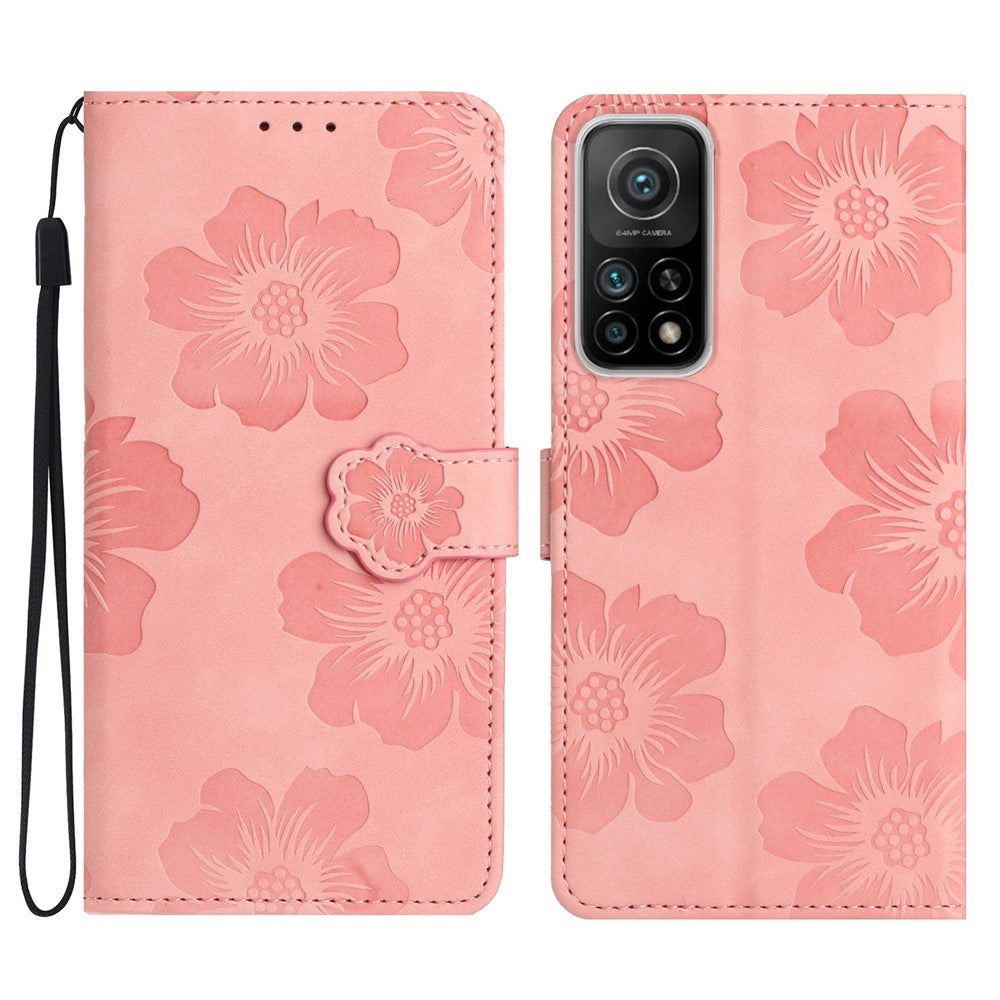 Läderfodral för Xiaomi Mi 10T 5G / 10T Pro 5G / Redmi K30S, Blommigt stativ med fällbart plånboksfodral