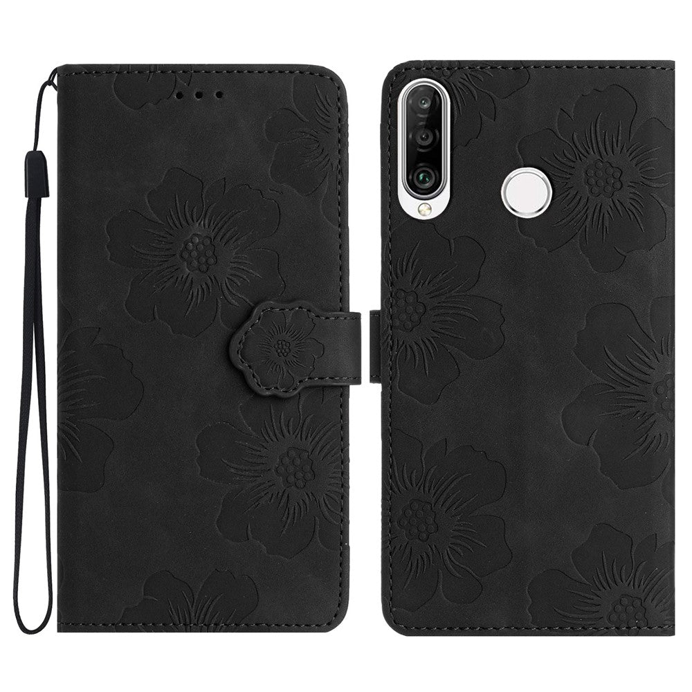 Flip-plånboksfodral för Huawei P30 Lite / P30 Lite New Edition / nova 4e, PU-läder med blommönster och stativ