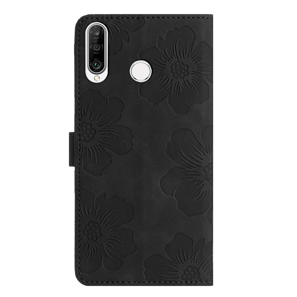 Flip-plånboksfodral för Huawei P30 Lite / P30 Lite New Edition / nova 4e, PU-läder med blommönster och stativ