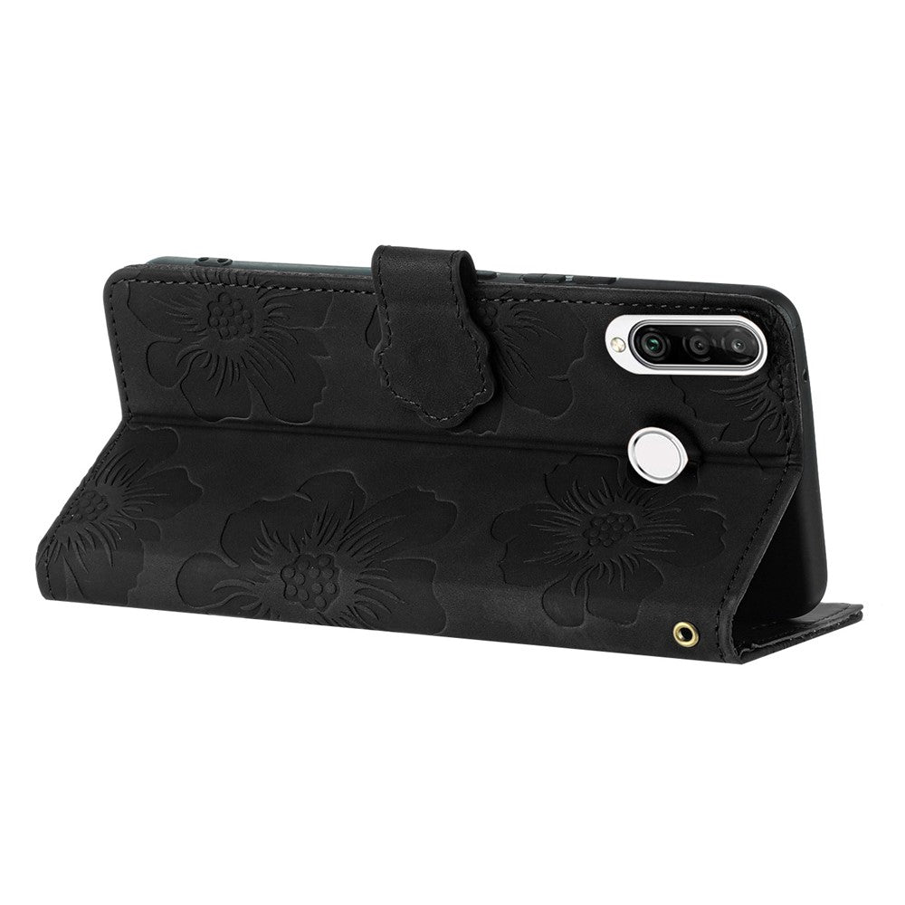 Flip-plånboksfodral för Huawei P30 Lite / P30 Lite New Edition / nova 4e, PU-läder med blommönster och stativ