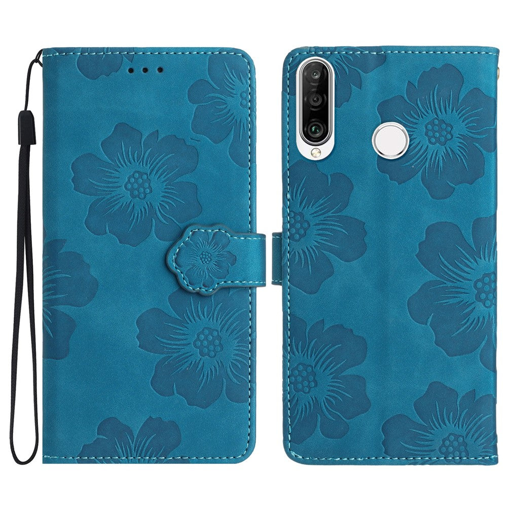 Flip-plånboksfodral för Huawei P30 Lite / P30 Lite New Edition / nova 4e, PU-läder med blommönster och stativ