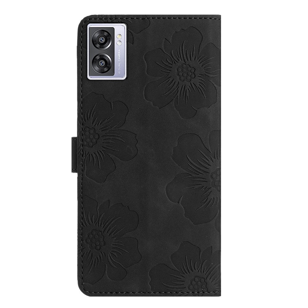 PU Leather Wallet Case for Oppo A57 (2022) 5G / A77 5G , Stand Flowers Imprinted Phone Cover