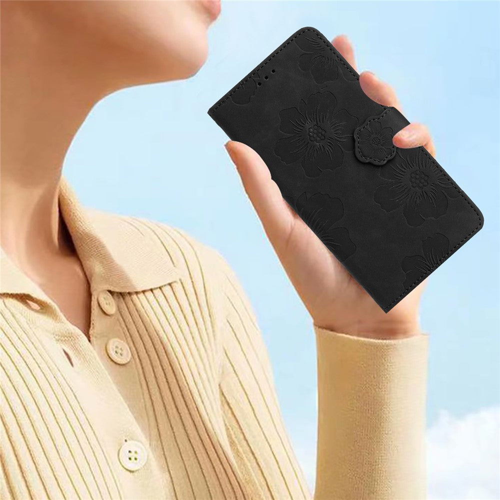 PU Leather Wallet Case for Oppo A57 (2022) 5G / A77 5G , Stand Flowers Imprinted Phone Cover