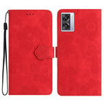 PU Leather Wallet Case for Oppo A57 (2022) 5G / A77 5G , Stand Flowers Imprinted Phone Cover