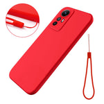 For Xiaomi Redmi Note 12S 4G Liquid Silicone Phone Case Soft Lining Anti-scratch Phone Cover with Strap