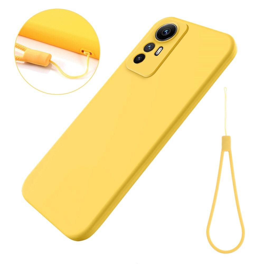 Xiaomi Redmi Note 12S 4G flytande silikonmobilskal mjukt foder reptåligt mobilskal med rem