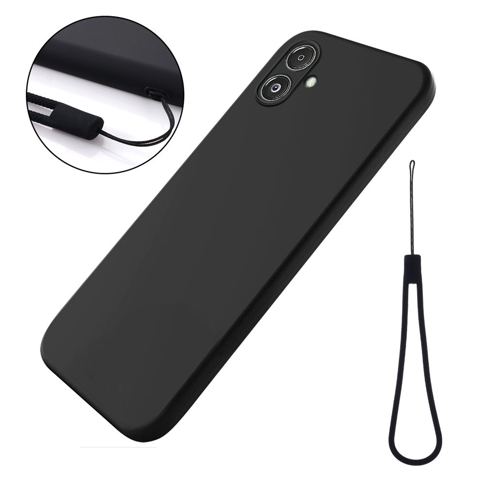 For Samsung Galaxy F14 5G Anti-Dust Liquid Silicone Phone Cover Soft Lining Phone Case with Strap