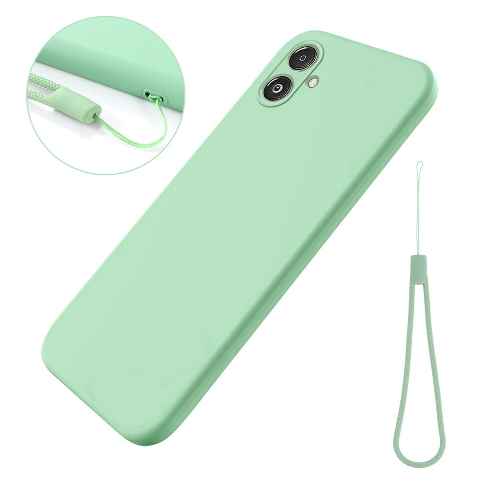 For Samsung Galaxy F14 5G Anti-Dust Liquid Silicone Phone Cover Soft Lining Phone Case with Strap