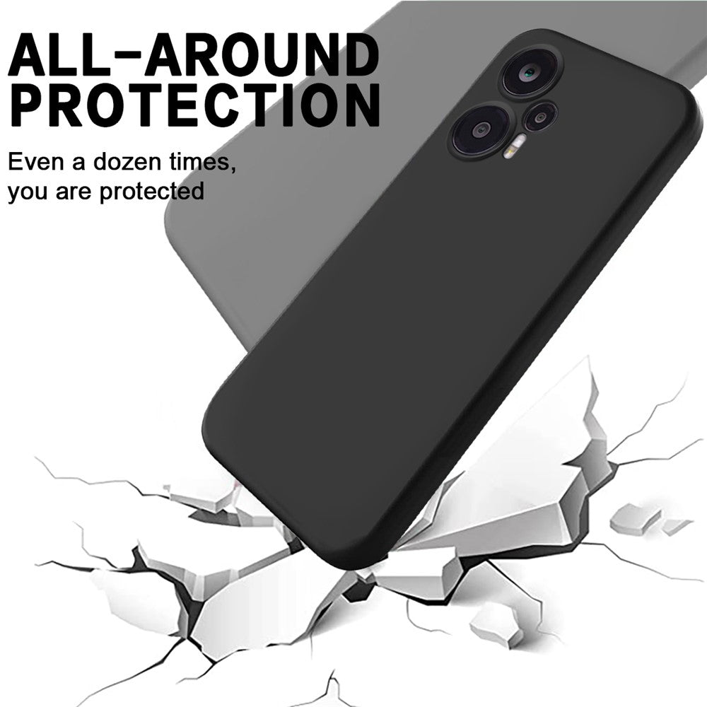 Mobile Phone Cover for Xiaomi Poco F5 5G / Redmi Note 12 Turbo , Soft Lining+Liquid Silicone Smartphone Case Shell with Strap