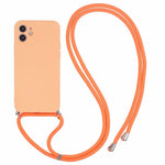 För iPhone 11 TPU-fodral med fiberfoder, skyddande telefonskal med lång snodd