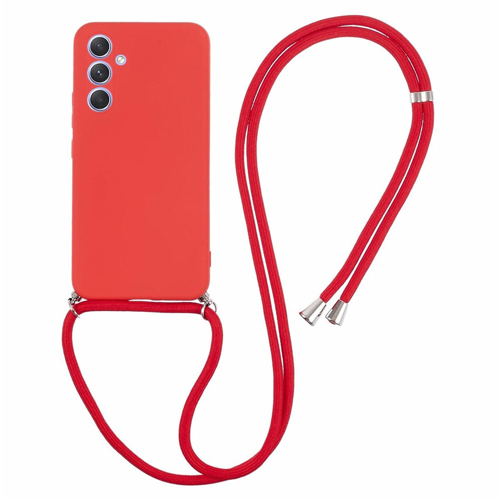 Cover til Samsung Galaxy A14 5G / A14 4G med fiberfor, gummieret TPU og lang snor