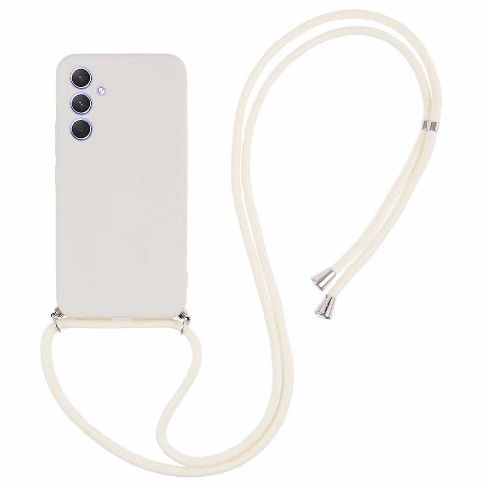 Cover til Samsung Galaxy A14 5G / A14 4G med fiberfor, gummieret TPU og lang snor