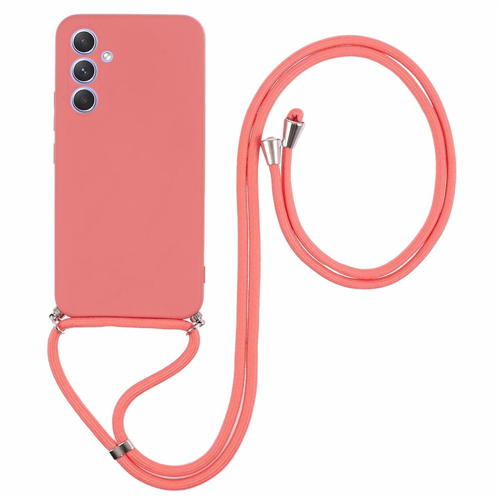 Cover til Samsung Galaxy A14 5G / A14 4G med fiberfor, gummieret TPU og lang snor