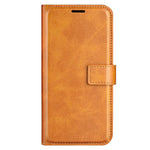 Calf Texture Leather Cover for iPhone 15 Square Magnetic Closure Stand Wallet Phone Case