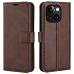 Calf Texture Leather Cover for iPhone 15 Square Magnetic Closure Stand Wallet Phone Case