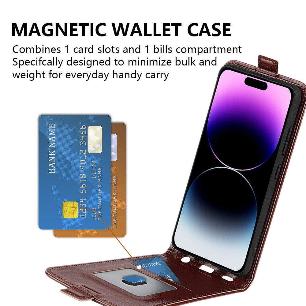 Cell Phone Case for iPhone 15 Pro Max , Drop Protection Vertical Flip PU Leather Phone Cover with Card Slot