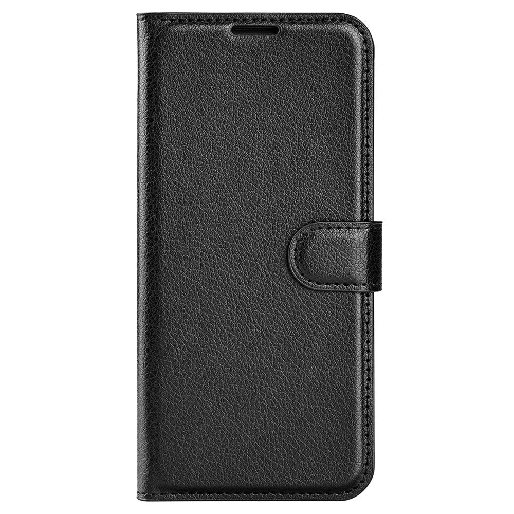 For iPhone 15 Pro Shockproof Wallet Phone Cover PU Leather Litchi Texture Stand Mobile Phone Case