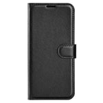 Stand Phone Case for iPhone 15 Plus PU Leather Litchi Texture Wallet Folio Flip Phone Cover