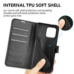 Stand Phone Case for iPhone 15 Plus PU Leather Litchi Texture Wallet Folio Flip Phone Cover
