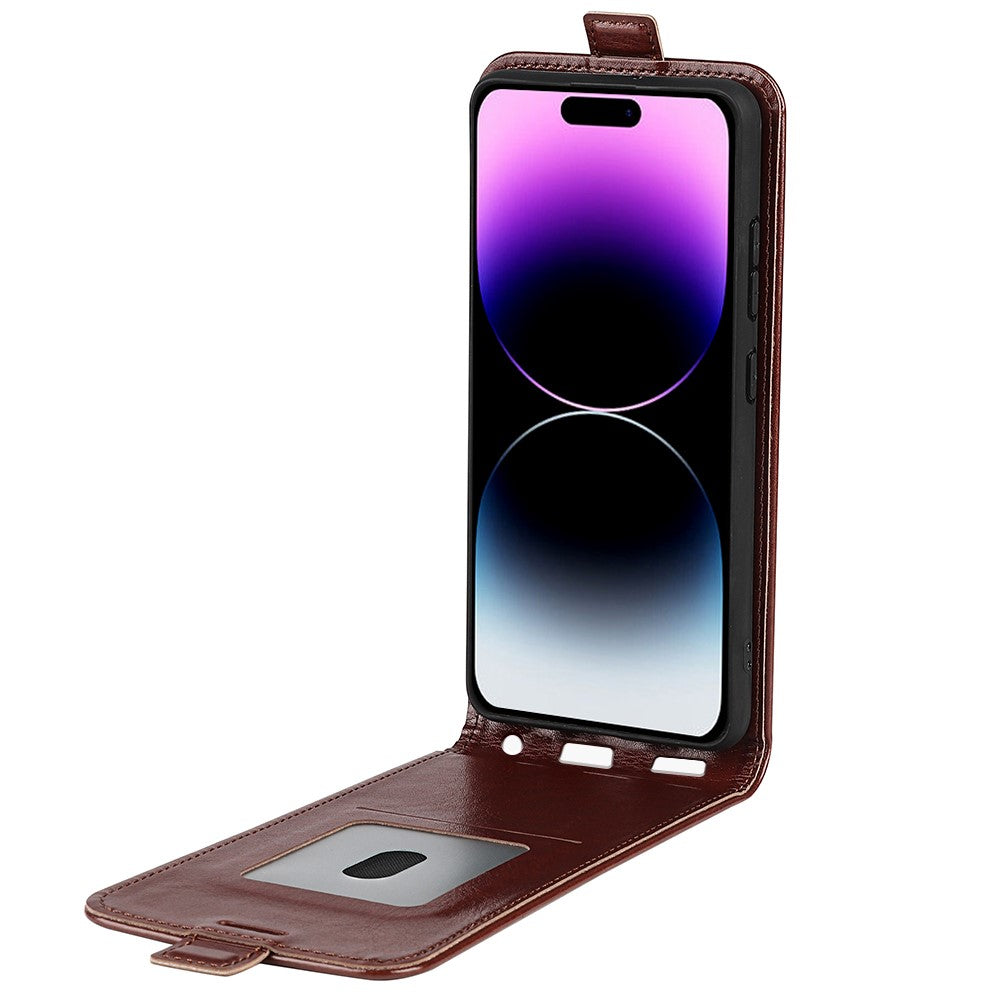 For iPhone 15 Pro Vertical Flip Case TPU+PU Leather Phone Shell Mobile Phone Cover with Card Slots