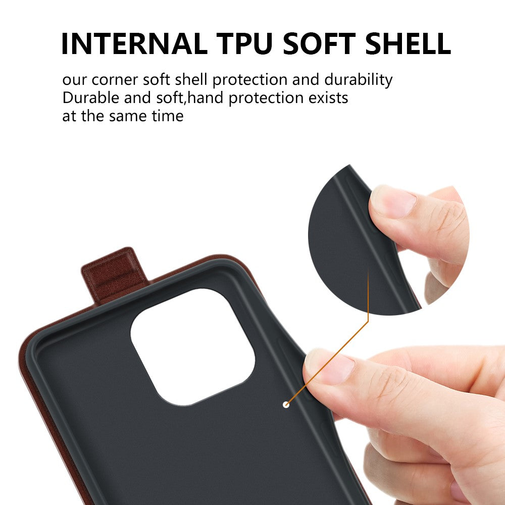 For iPhone 15 Pro Vertical Flip Case TPU+PU Leather Phone Shell Mobile Phone Cover with Card Slots