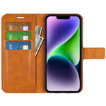 For iPhone 15 Plus Square Magnetic Closure Shell Calf Texture Leather Cover Stand Wallet Phone Case