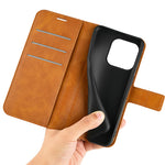 For iPhone 15 Plus Square Magnetic Closure Shell Calf Texture Leather Cover Stand Wallet Phone Case