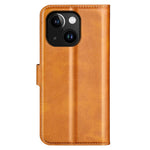 For iPhone 15 Plus Square Magnetic Closure Shell Calf Texture Leather Cover Stand Wallet Phone Case