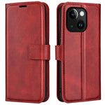 For iPhone 15 Plus Square Magnetic Closure Shell Calf Texture Leather Cover Stand Wallet Phone Case