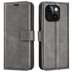 For iPhone 15 Plus Square Magnetic Closure Shell Calf Texture Leather Cover Stand Wallet Phone Case