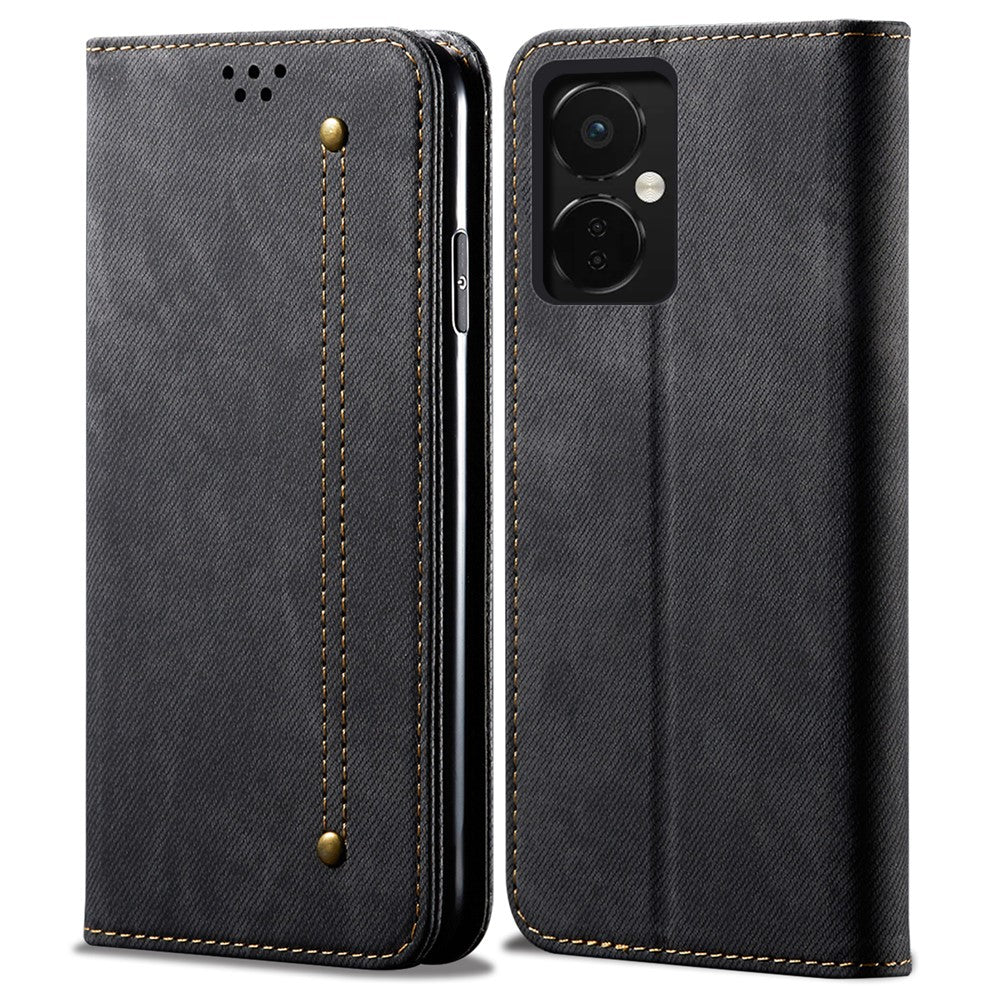 PU-läderfodral till OnePlus Nord CE3 5G, stativplånbok, jeanstygtextur, mobilskal