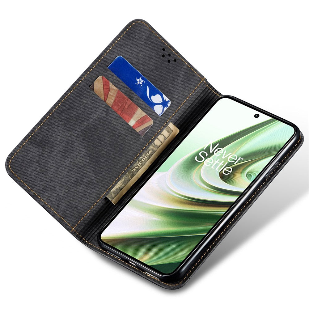 PU-läderfodral till OnePlus Nord CE3 5G, stativplånbok, jeanstygtextur, mobilskal